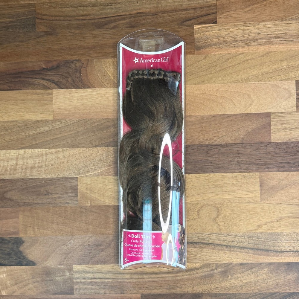 American Girl Doll Dos Curly Ponytail and Stylin Bangs Brunette Hair Extensions